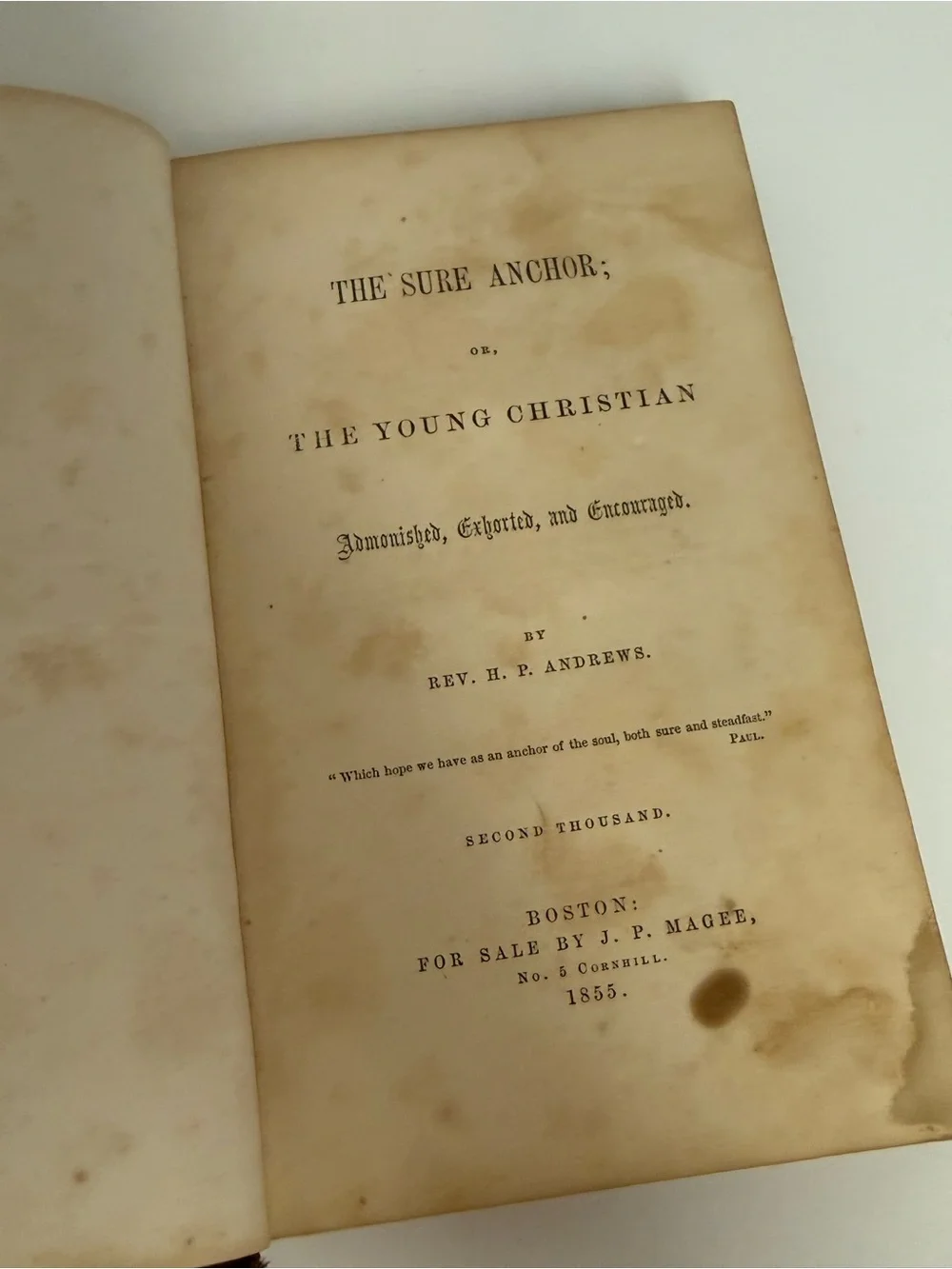 Antique 1850s Hardcover Brown Religious Text Textured Rich Rustic Home Styling